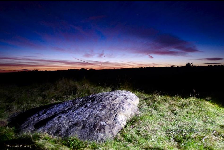 Cup marked sarsen stone at Fyfield near Avebury Wiltshire